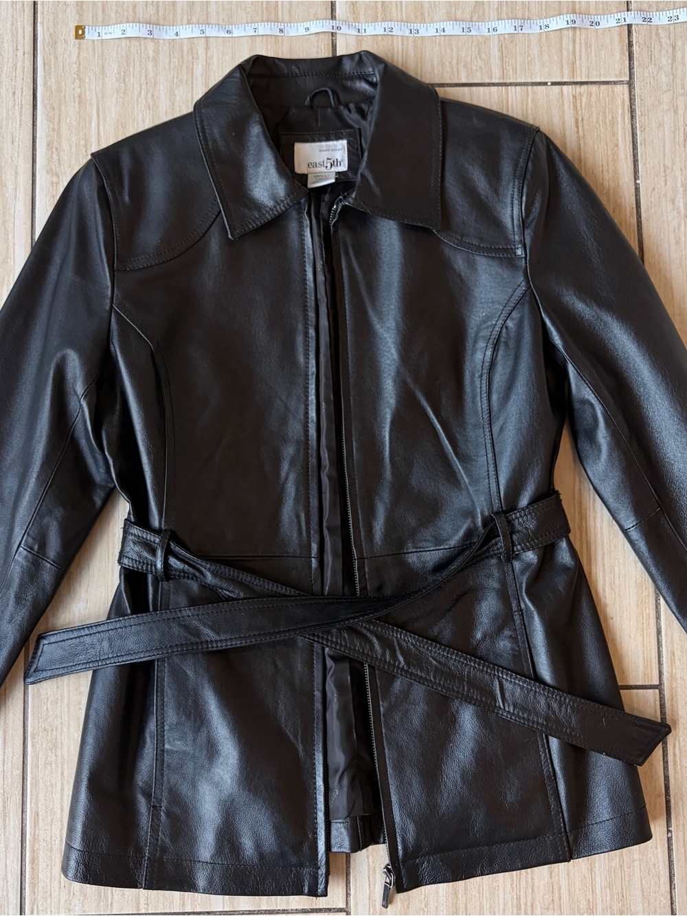 East 5th Black Leather Belted Jacket